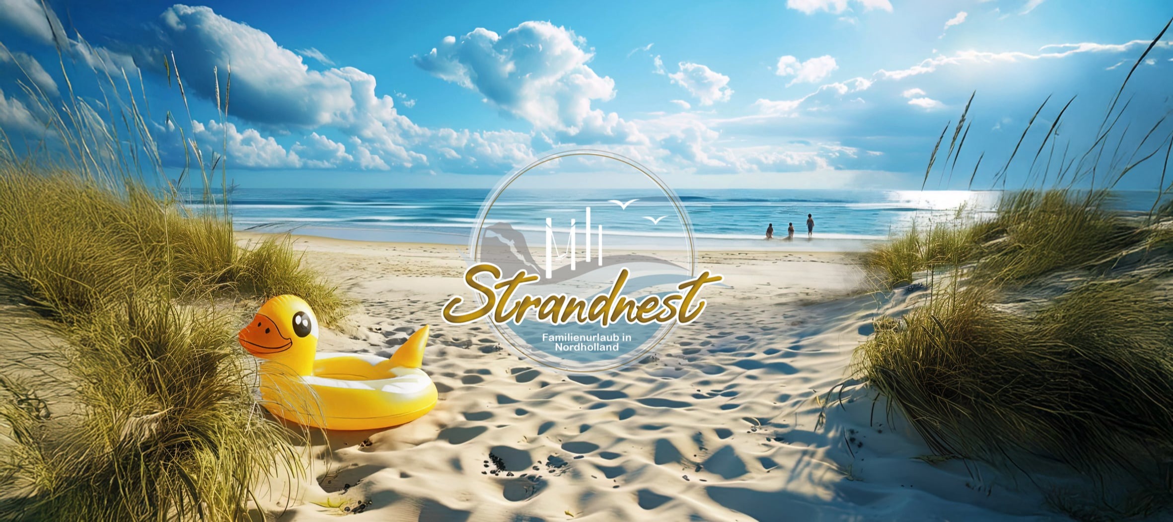 Logo auf Standaufgang in Nachmittagssonne