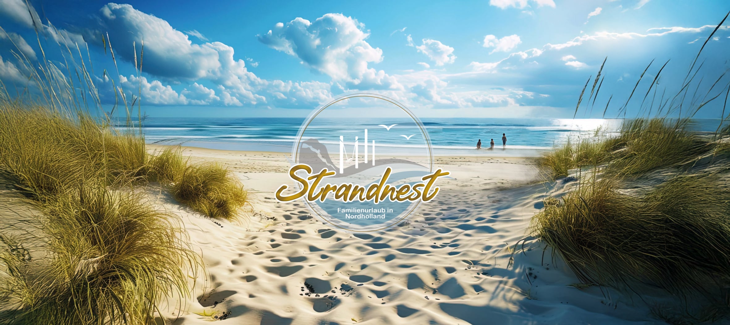 Logo auf Standaufgang in Nachmittagssonne